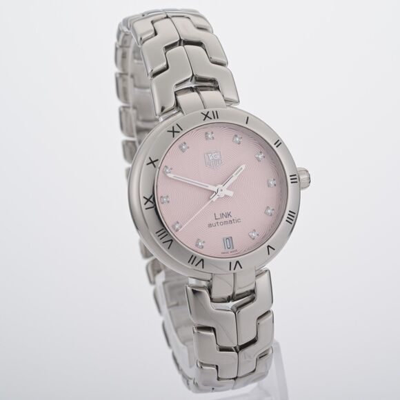 Tag Heuer Calibre 7 WAT2313 Automatic Pink Diamond Dial 35mm Ladies Watch w/ B&P main image 14
